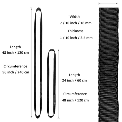 18MM Nylon Climbing Slings Runners 23 kN Strong Webbing Straps for Rock Climbing, Rappelling, Swing, Yoga Hammock etc - color: 3PCS Black, size: 24inch/60cm