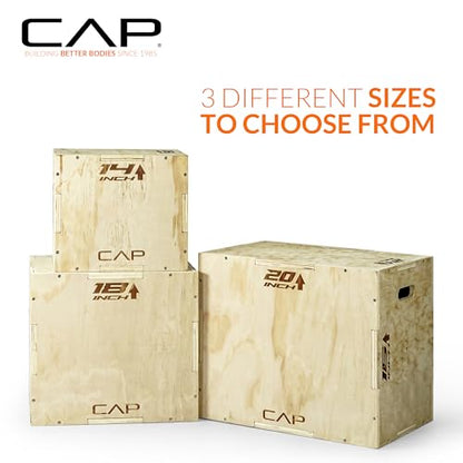CAP Barbell 3-in-1 Plyometric Box | Multiple Styles and Sizes - size: 16in x 14in x 12in, style: WOOD