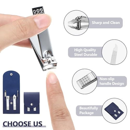 Lasnten 24 Set Valentine Manicure Set Bulk Nail Clippers Grooming Nail Kit Stainless Steel Professional Pedicure Tools Kit with Travel Case for Men Women Valentine's Day Gift(4 in 1,Dark Blue) - color: Dark Blue, size: 4 in 1