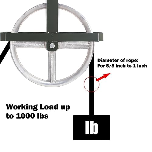 POPMOON Scaffold Hoist Pulley 12" Aluminum Pulley Wheel Load 1000lbs | Heavy Duty 12 inch Scaffolding Wheels Ladder Hooks Pulley with Safety Latch Lock, Scaffold Hoist Pulley for Lifting with Rope