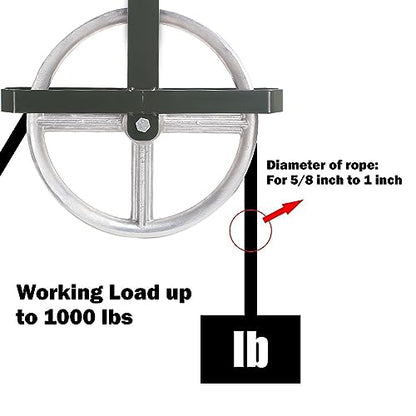 POPMOON Scaffold Hoist Pulley 12" Aluminum Pulley Wheel Load 1000lbs | Heavy Duty 12 inch Scaffolding Wheels Ladder Hooks Pulley with Safety Latch Lock, Scaffold Hoist Pulley for Lifting with Rope