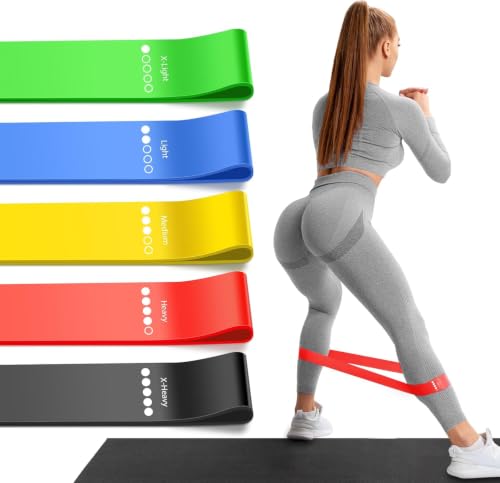 10-Piece Exercise Bands Set, 5-Level Latex Resistance Loop Bands | For Women and Men, Full-Body Workout, Pilates, Yoga, Stretching, Physical Therapy and Strength Training