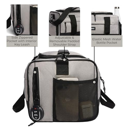 Vooray Boost Duffle Bag - 23L Small Gym Bag for Men and Women with Shoe Compartment, Key Clip, Water Bottle Pocket, Lightweight Travel Duffel for Sports, Training, Overnight Use (Herringbone) | Compact Duffle Bag for Sports, Travel, Shoe Compartment, Wate
