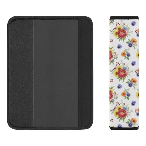 2PCS Floral Butterfly Wildflowers Seat Belt Shoulder Pad Soft Padded Harness Pads Strap for Adults and Children, All Vehicles, Anti-Slip Pad - color: Pattern 748