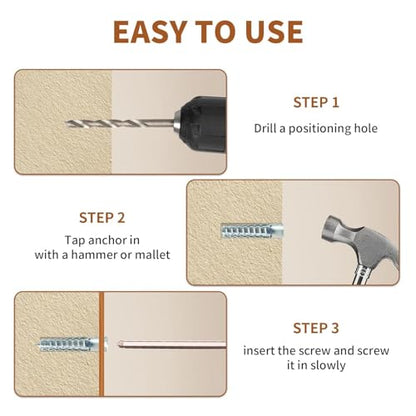 24-Piece Hollow Wall Expansion Screw Set with Screws, Loose Hinge Hole Repair Tool, Suitable for Concrete, Hollow Walls, Wood, and Hinge Hole Repairs (6x32mm) (Silver) - color: Silver