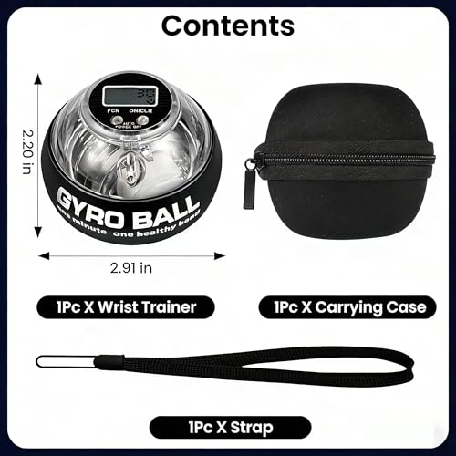 Torque Ball Hand Exerciser with Counter，Wrist Rehabilitation Exerciser，Forearm & Grip Strength Trainer Power Gyro Balls with LED Lights