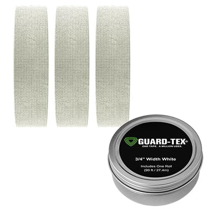 Guard-Tex® White Athletic Finger Tape - Self-Adhesive Natural Cotton Air-Mesh™ No Residue - 3/4 Inch - 3 Rolls, 90 Ft (270 Ft Total) - USA Made - color: Arctic White, size: 3 rolls, 3/4"