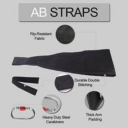Hanging Ab Straps with Quick Locks, 1 Pair Gym Sling Straps | for Pull Up Bar, Core & Abdominal Workouts