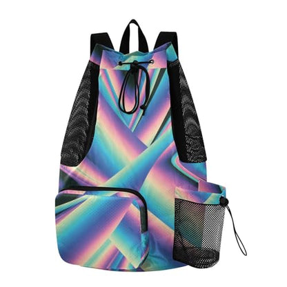 Drawstring Climbing Gym Bag With Pockets Hiking Drawstring Backpack with Wet Dry Compartments Abstract Art Colorful