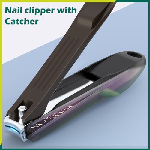 GLAMFIELDS Nail Clipper with Catcher, 3 Pack No Splash Fingernail Toenail Clipper,Slanted Edge Nail Clippers Stainless Steel Nail Cutter Nail Trimmer, Good Gift for Men and Women - size: 3 Pack