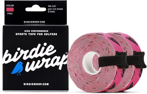 BirdieWrap Golf Sports Tape Wrap, 4-Way Stretch Athletic Tape for Hands and Fingers, Waterproof, Pre-Cut 110 Golf Finger Tape Strips, Blisters, Nicks Protection Sports Finger Tape - color: Pink