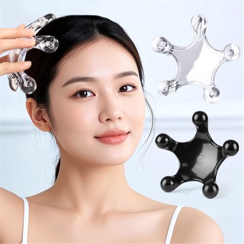 Trigger Point Massage Tools, 2 PCS 5 Legged Manual Full Body Massagers, Deep Muscle Tissue Massager, Handheld Palm Pressure Point Massage Tool, for Neck Shoulder Back Muscle Pain Relief (Transparent) - color: Transparent