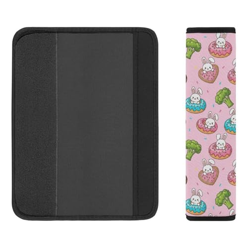2 Pack Cute Bunny Donut Car Seat Belt Pad Soft Padded Seat Belt Cushion for Child, Stroller Pushchair High Chair, Shock Absorption - color: Pattern 823