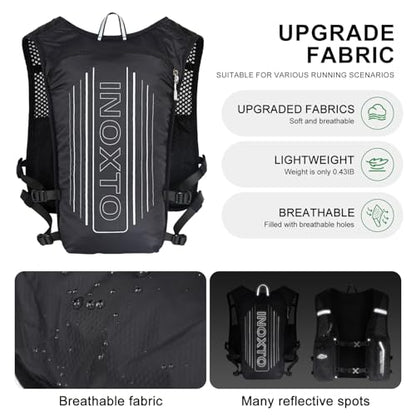 INOXTO Running Hydration Vest Backpack,Lightweight Insulated Pack with 1.5L Water Bladder Bag Daypack for Trail Hiking Running Cycling Race Marathon for Women Men - color: Dark Black