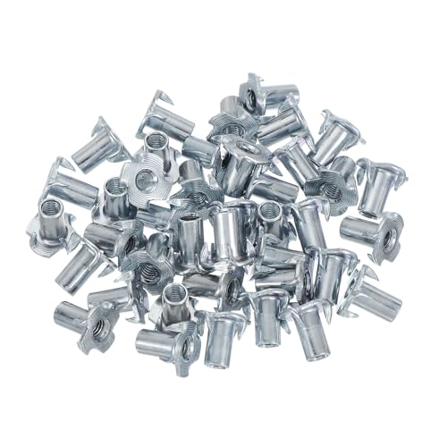 PATIKIL M6 T-Nuts, 40 Pcs Zinc Plated Steel 4-Pronged Tee Blind Nut 14 mm Length Four-jaw t Nuts Threaded Inserts Hardware for Wood Furniture Cabinetry Rock Climbing Holds - size: M6x14 mm