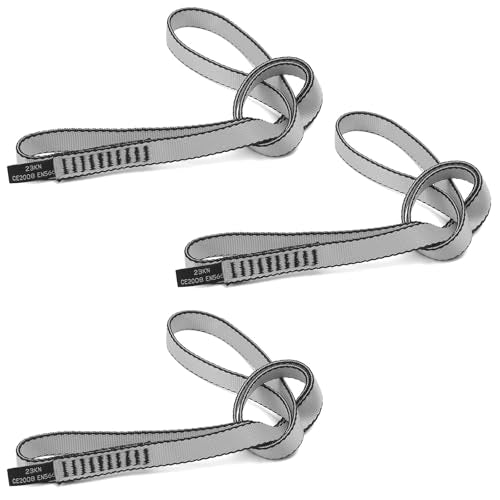 18mm Nylon Climbing Sling Runner 23KN-CE2008 EN566 Certified Webbing Straps | Climbing Sling for Rock Climbing, Rappelling, Arborist Tree Work, Hammock Rigging, Yoga Swing & Outdoor Safety Gear - color: Grey-3pcs, size: 60cm
