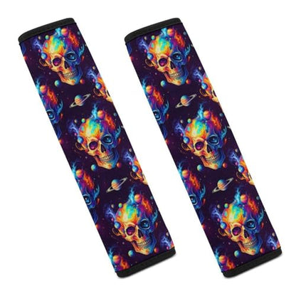 2 Pack Space Planet Skeleton Skull Car Seat Straps Shoulder Pads Universal Soft and Comfortable Seat Belt Cushion for Adults and Children, Stroller Pushchair High Chair - color: Pattern 677