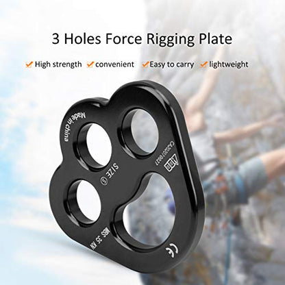 for claw Rigging Plate , 3 Hole Force Rigging Plate , Descender Plate , for claw Rigging Plate long-lasting Climbing Equipment for Outdoor Adventures (black)