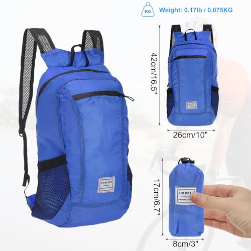 Hiking Backpack, 15L-20L Packable Lightweight Backpack Daypack Foldable Outdoor Climbing Cycling Backpacking Shoulder Bag for Men Women, Blue