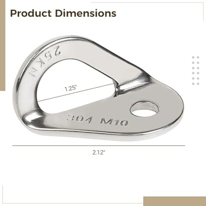 10 Pack Climbing Bolt Hanger 304 Stainless Steel for Rock Climbing, Caving, Mountaineering, 25 kN Strength, Anchor Hardware for Indoor and Outdoor Walls