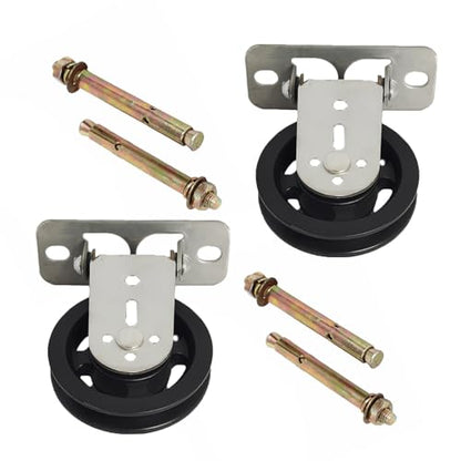 2Pcs 3.5 Inch Wall Mount Pulley Wheel Silent Pulley Heavy Duty Gym Cable Wheel,Swivel Pulley System for DIY Fitness, LAT Gym Equipment,Clothesline,Load Capacity 880 LBS