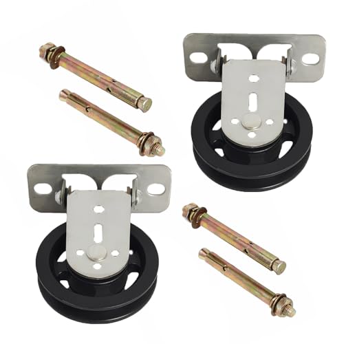 2Pcs 3.5 Inch Wall Mount Pulley Wheel Silent Pulley Heavy Duty Gym Cable Wheel,Swivel Pulley System for DIY Fitness, LAT Gym Equipment,Clothesline,Load Capacity 880 LBS