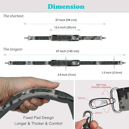 ZINZ Bag Shoulder Strap, Padded Adjustable Shoulder Strap Replacement - color: Camouflage Gray, size: 57"
