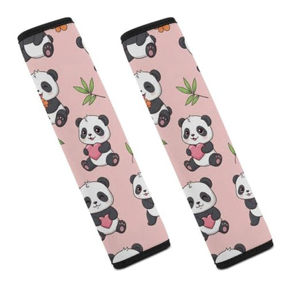 2PCS Cute Panda Leaves Pink Print Car Seat Belt Pad Universal Fit Seat Belt Covers Cushion for Kids, Car Seats Pushchair Strollers High Chair Pushchair, Easy Install (No Tool) - color: Pattern 1065