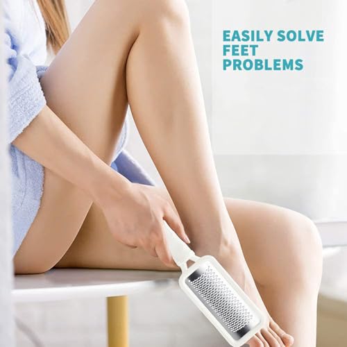 Fu Store 2 Pack Foot Files Callus Remover Stainless Steel Foot Rasp and Dual Sided Feet File Professional Scrubber Pedicure Tools Premium for Feet Care Remove Hard Skin, White - color: White