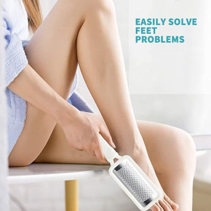 Fu Store 2 Pack Foot Files Callus Remover Stainless Steel Foot Rasp and Dual Sided Feet File Professional Scrubber Pedicure Tools Premium for Feet Care Remove Hard Skin, White - color: White