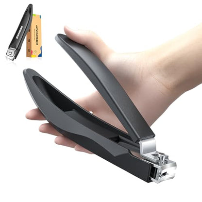 Nail Clippers for Men with Catcher, Anti Splash Self-Collecting Finger Nail Clippers Adult with Ergonomics Long Handle, Heavy Duty Large Toenail Clippers for Thick Nails for Seniors Nail Cutter - size: Long Handle