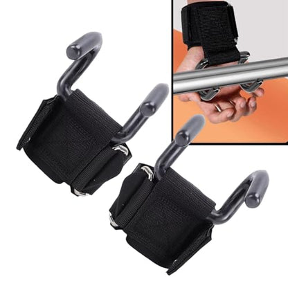FILFEEL Weight Lifting Hook 2 Pack – 330 Lbs Load Bearing Fitness Wrist Strap Hand Grip Support for Deadlift Pull Up Barbell Row Snatch – Steel Hook with Rubber Coated Nylon Strap