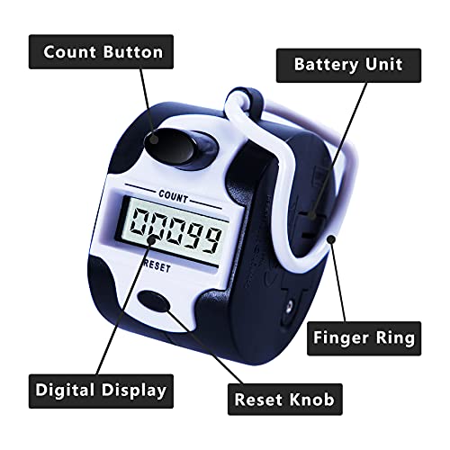 TESEAS Handy Counter Click Manual Digital clicker Stitch Tally Counters Finger Mechanical Palm Handheld Pitch 5-Digit Electronic Display Click Counter Number Count for Row, People, Golf Lap - style: 2pc pink white