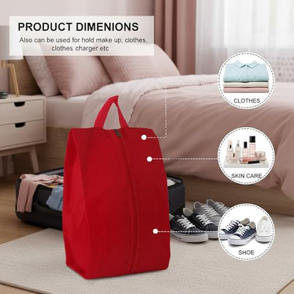6pcs Portable Shoe Organizer, Travel Pouches with Zipper, Golf Shoe Bags, Clothes Bags, Soccer Cleats Bag Shoe Pouch for Gym, Waterproof, Odor-Resistant (Red) | Golf Shoe Bags, Clothes Bags, Soccer Cleats Bag Shoe Pouch for Gym, Waterproof, Odor-Resistant
