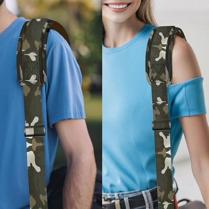 ZINZ 75" Shoulder Strap with Fixed Pad and Dual Balanced Buckles，Camouflage Green - color: Camouflage Green