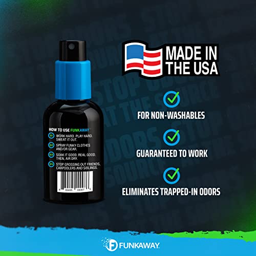 FunkAway Odor Eliminator Spray for Shoes, Clothes and Gear, 3.4 oz., 12 Pack, Non-Aerosol; Mini Size for Travel, Ideal for Gym Bag, Purse, Locker or Suitcase - size: 3.4 Ounce (Pack of 12), style: Travel Size