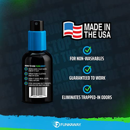 FunkAway Odor Eliminator Spray for Shoes, Clothes and Gear, 3.4 oz., 12 Pack, Non-Aerosol; Mini Size for Travel, Ideal for Gym Bag, Purse, Locker or Suitcase - size: 3.4 Ounce (Pack of 12), style: Travel Size