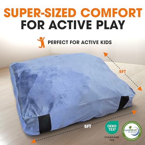 Cheer Collection Crash Pad - Crash Pads for Kids Sensory with Washable Cover - Sensory Room Must Haves - Crash Mat (5' x 5' FT) - size: 5'x 5' Feet
