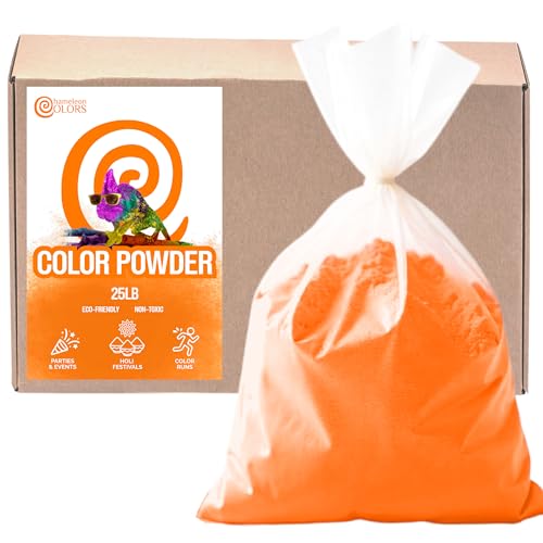 Chameleon Colors 25 lb. Color Powder - 1 Pack - Vibrant Orange Color - for 15-20 People - Non-Toxic & Gluten-Free - for Holi, Color Wars, Fun Run, Gender Reveal, Summer Camp & More - color: Orange
