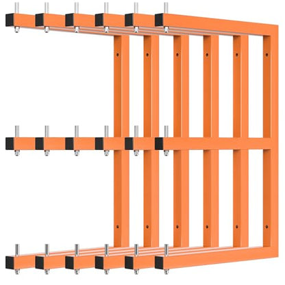 Lumber Rack Wall-Mounted Lumber Storage Rack, Heavy Duty Wood Storage Racks with 9-Level System, 1980 LB Sturdy Garage Wood Organizer, Orange Lumber Metal Racks for Indoor and Outdoor (6 Pack) - style: All-in-One – 6 Pack, 9-Tier