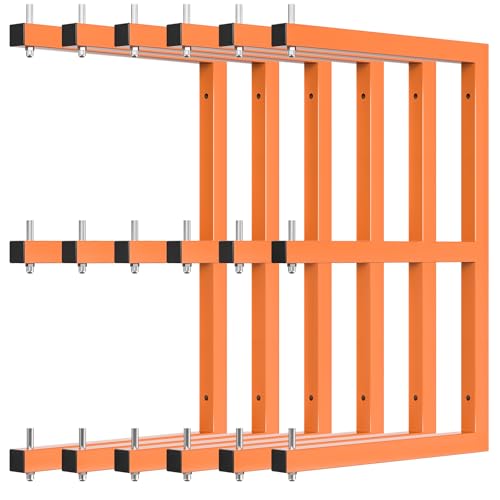 Lumber Rack Wall-Mounted Lumber Storage Rack, Heavy Duty Wood Storage Racks with 9-Level System, 1980 LB Sturdy Garage Wood Organizer, Orange Lumber Metal Racks for Indoor and Outdoor (6 Pack) - style: All-in-One – 6 Pack, 9-Tier