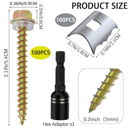 100 Pcs Stainless Steel Fence Staples Fence Nails for Softwood Reusable Fence Nails for Wire Mesh & Woven Fencing,Fence Fasteners with Wire Fixer, Easy Install & Remove with Power Drill - size: 100 Pcs