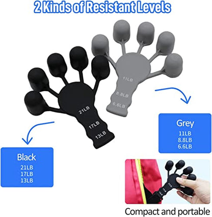 2 PCS Gripbuddy Strength Trainer - 2023 New Finger Resistance Band Set, 6 Resistant Level Finger Grip Strengthener Finger Extension Exerciser, Adjustable Finger Strength Trainer for Hand Workout
