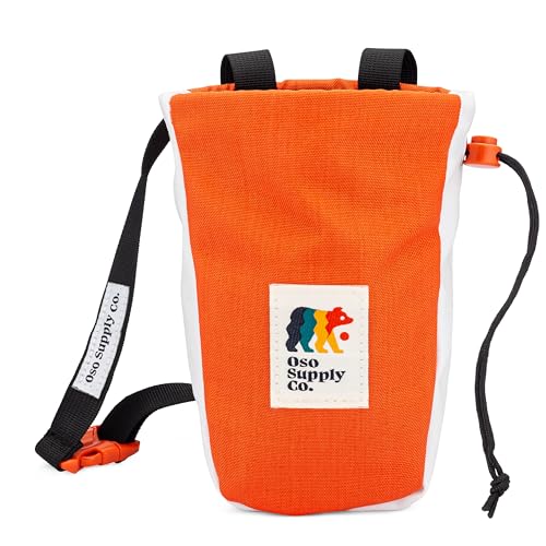 Del Cerro - Chalk Bag for Rock Climbing, U-Shaped Chalk Bucket with Zippered Pocket, Drawstring, Abrasion-Resistant Fabric, Perfect Gear for Indoor/Outdoor Climbing Bouldering - color: Red Clay & White