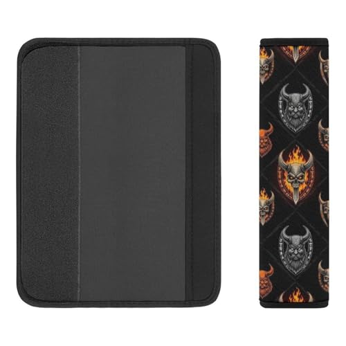 1 Pair Medieval Vikings Samurai Warrior Skull Norse Mythology Viking Seat Belt Shoulder Pad Soft Padded Seat Belt Cushion for Adult Use, Stroller Pushchair High Chair, Pressure Relief - color: Pattern 828