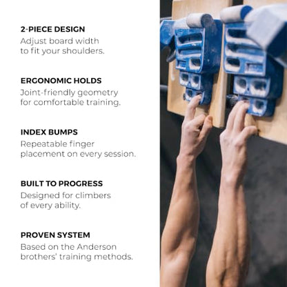 TRANGO Rock Prodigy Hangboard - Finger Training Board for Rock Climbing, Build Finger Strength, Home Training Board, Natural - Beech Wood, Pivot, Forge, Training Center - style: Training Center