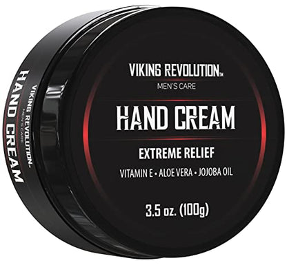 Viking Revolution Men's Hand Cream - Repair Cream for Dry, Cracked Hands - Aloe Vera Treatment with Vitamin E (3.5oz) - size: 1 Ounce (Pack of 1)