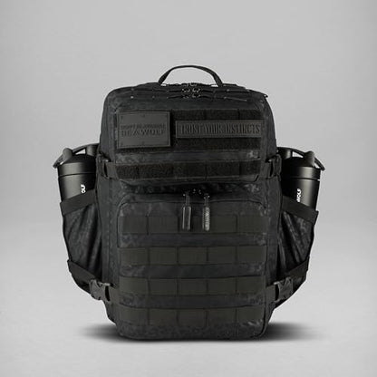 WOLFpak 35L Athletic Gym Backpack - Durable 1000D Waterproof Oxford Material with MOLLE Webbing, Laptop Pocket - color: Black Leopard