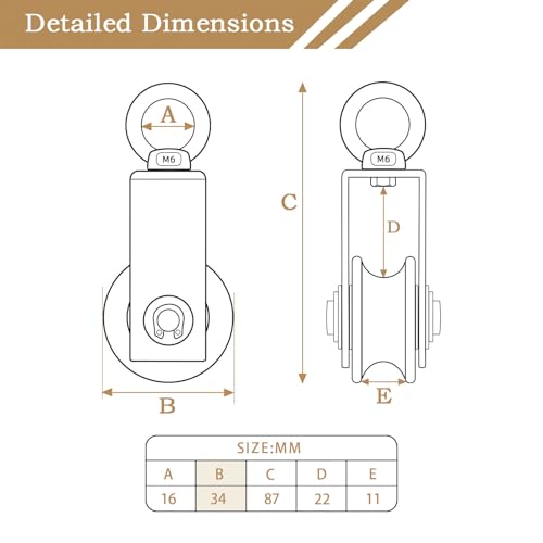 Cable Pulley Wheel for Rope with Ball Bearing, Smooth No Noise, 360° Swivel Small Wire Pulley for Pulley System Lifting, DIY Home Gym, Winch, 2 Pack