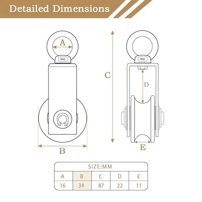 Cable Pulley Wheel for Rope with Ball Bearing, Smooth No Noise, 360° Swivel Small Wire Pulley for Pulley System Lifting, DIY Home Gym, Winch, 2 Pack